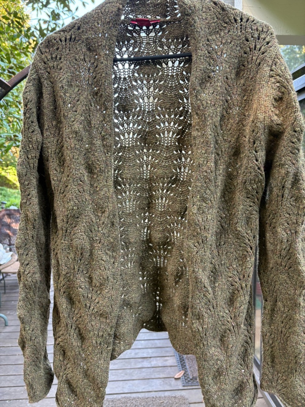 Sundance Olive Lambswool Lace Knit Cardigan